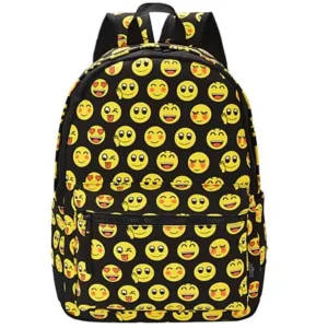 Cute Emoji Backpack, Coofit Expression Canvas Book Bag Durable Double Strap Shoulder Backpacks for Women Girls Ladies