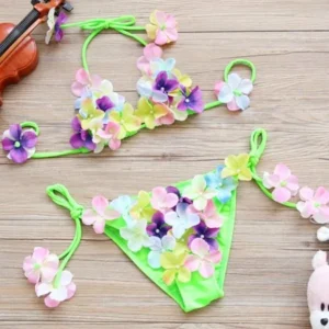 Swimsuits for Girls, Coxeer 2 Piece Little Kids' Cute Pearl Flower Bikini Swimwear Bathing Suit