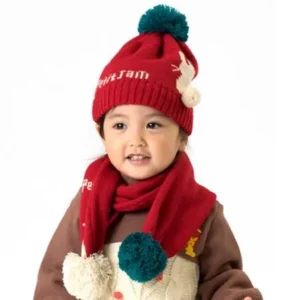 Christmas Hat,Fascigirl Scarf Set Xmas Rabbit Pattern Knitting Hat Warm Hat Scarf for Baby Kids