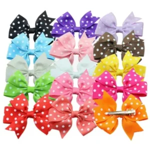 Coxeer, 3.1in/15Pcs Polka Dot Alligator Clips, Ribbon Hair Bows Bowknot Hair Accessories for Toddlers Baby Girls Kids Teens Children