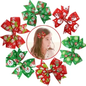 Hair Bows for Girls, Coxeer 6Pcs Christmas Ribbon Hair Bows Alligator Clips Hair Accessories For Baby Girls Kids Women