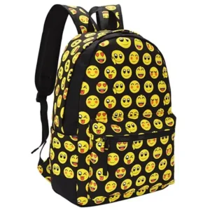 Cute Emoji Backpack, Coofit Expression Canvas Book Bag Durable Double Strap Shoulder Backpacks for Women Girls