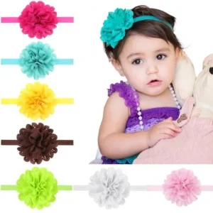 Baby Flower Headband, Coxeer 12 Pcs Hollow Handmade Flower Elastic Hairband Accessories for Baby Girls Toddlers