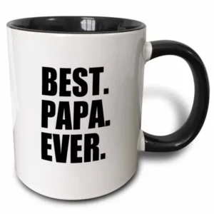 3dRose Best Papa Ever - Gifts for dads - Father nicknames - Good for Fathers day - black text, Two Tone Black Mug, 11oz