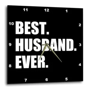 3dRose Best Husband Ever black white text anniversary valentines day for him, Wall Clock, 15 by 15-inch