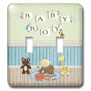 3dRose Baby Boy in Room with Toys, Beaded Baby Boy Words on Wall, Double Toggle Switch