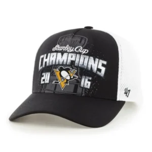 Pittsburgh Penguins '47 2016 Stanley Cup Champions Locker Room Adjustable Hat - Black/White - OSFA