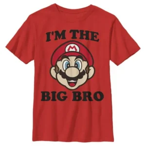 Boy's Nintendo Mario Big Brother T-Shirt Red