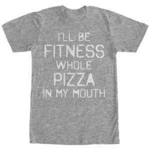 Women's CHIN UP Fitness Pizza in Mouth Boyfriend Tee Athletic Heather