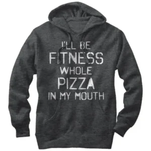 Chin Up Women's Fitness Pizza in Mouth Hoodie