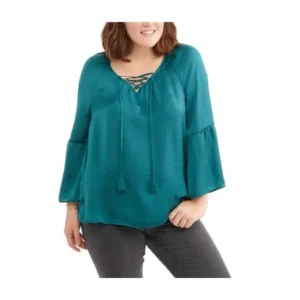 Women's Plus Lace Up Blouse