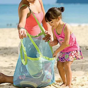 Kids Toys Clothes Collection Storage Pouch Tote Big Mesh Beach Bag - Blue