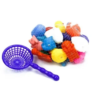 20Pcs Safety Fun Mini Animals Squeeze Squeakers and Squirters Rubber Bathtub Toy with Spoon Net During Bath Time Suit for Children/Baby