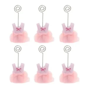 6pcs Baby Party Place Card Holder Baby Clothes Name Table Setting Marker Shop Display Price Tag (Pink)