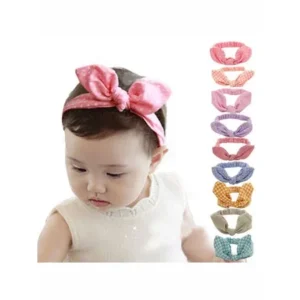 Coxeer 9 Pcs Rabbit Ear Headband Bowknot Hair Band Accessories for Baby Girls Kids