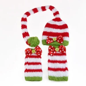 Christmas Style Baby Infant Newborn Handmade Crochet Beanie Hat Clothes Baby Photograph Props