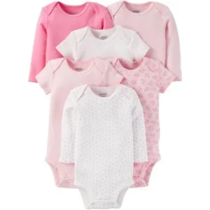 Newborn Baby Girl Short and Longsleeve Bodysuit Set 6-Pieces