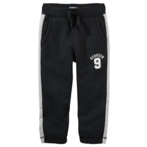 OshKosh B'gosh Big Boys' Active Wear Logo Fleece Pants- Black- Size 4 Kids