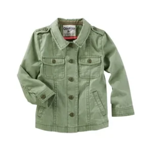 OshKosh B'gosh Baby Girls' Utility Jacket, Olive, 12 Months