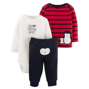 Child of Mine by Carter's Baby Boy Long Sleeve Shirt, Bodysuit, & Pants, 3pc Outfit Set