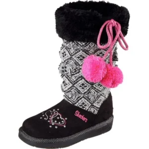 Skechers Girls Twinkle Toes: Glamslam - Lil Lovelies Pom Pom Boot Black Size 11 Little Kid M