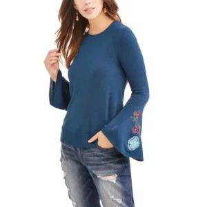 Women's Embroidered Bell Sleeve Sweater