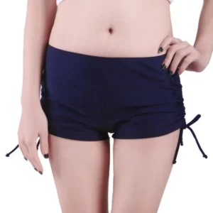 HDE Women Swim Brief with Ties- Mini Boy Short Bikini Bottoms Swimsuit Separates (Navy Blue, XL)