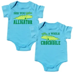 Nursery Decals and More Twin Boys Bodysuits, Includes 2 Bodysuits, 0-3 Month Alligator