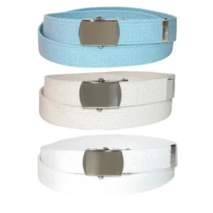 CTM Kids' Cotton Web Belt with Military Buckle (Pack of 3 Colors)