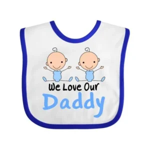 Twin Boys Love Daddy Baby Bib