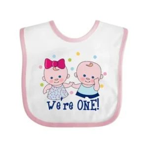 We're One Twin Boy & Girl Baby Bib