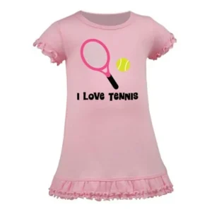Inktastic I Love Tennis Cute A-Line Baby Dress Heart Racke Sports Girls Dresses