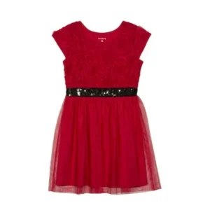 Girls' Floral Soutache Holiday Christmas Dress