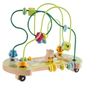 Wooden Maze Toy with Interactive Beads, Puzzle Table Game and Activity Center by Hey! Play!