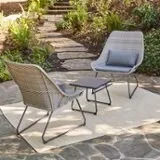 Mod Furniture - Montauk 3-Piece Wicker Scoop Chat Set with Cushions - Gray