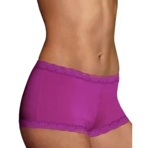 Maidenform Womens Microfiber and Lace Boyshort - Best-Seller, 6, Razzleberry