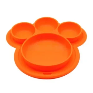 Outgeek Kids' Plate Cute Bear Paw Shape Suction Silicone Food Fruits Divided Plate Dinner Plate Dish Bowl Tableware Birthday Gift Toy for Kids Baby Toddler Boys Girls Home Travel