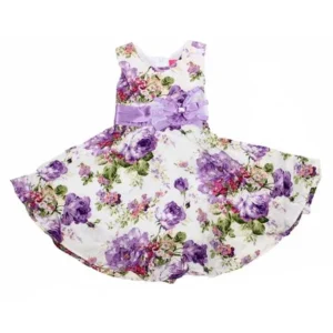 THZY Purple Summer Stylish Fancy Girls Kids Princess Wedding Party Flower Floral Bow Gown Dress 6-7Years