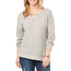 Crocheted Cotton Blend Sweatshirt