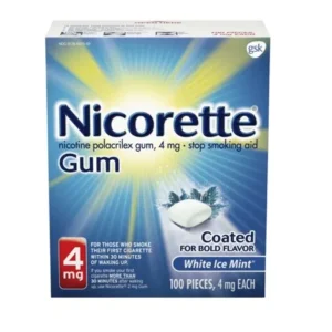 Nicorette Nicotine Gum, Stop Smoking Aid, 4 mg, White Ice Mint Flavor, 100 count