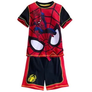 Disney Store Boys Marvel Spider-Man PJ PALS Sleep Short Set, Black/Red, Size 2