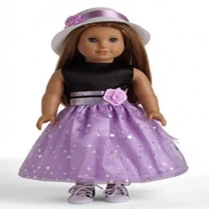 "Black & Light Purple Party Dress Doll Clothes for 18"" American Girl Dolls"
