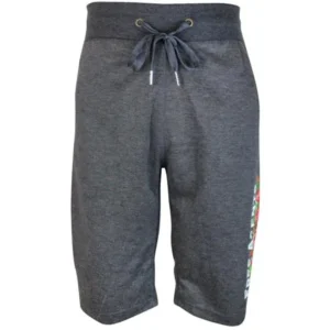 Men's Sweat Athletic Fleece Shorts with Pockets Free Agents Black/Grey