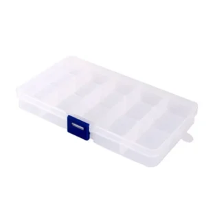 Plastic 15 Compartments Jewelry Earring Bead Container Storage Case