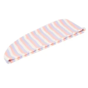 Unique Bargains Woman Triangle Shaped Stripe Pattern Bath Hair Dry Cap Towel Wrapped Hat for Home Essential