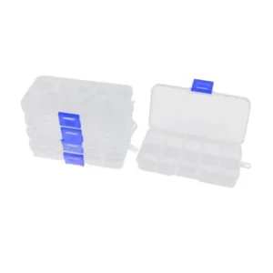 Unique Bargains 5pcs Clear White Plastic Rectangle 10 Compartments Components Storage Holder Box