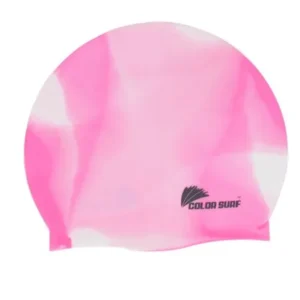 Unique Bargains Pink White Silicone Underwater Sports Flexible Swimmer Swim Cap Hat Swimwear