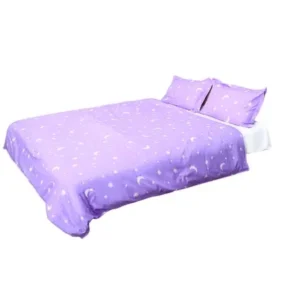 Unique Bargains Moon Stars Pattern Duvet Cover Pillowcase Quilt Cover Bedding Set Purple Queen