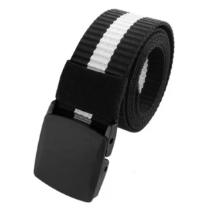 Unisex Outdoor Nylon Stripe Pattern Adjtable Canvas Web Waist Belt