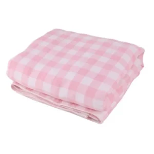 Unique Bargains Household Hotel Cotton Blends Lattice Pattern Bath Spa Towel Pink 140cm x 70cm